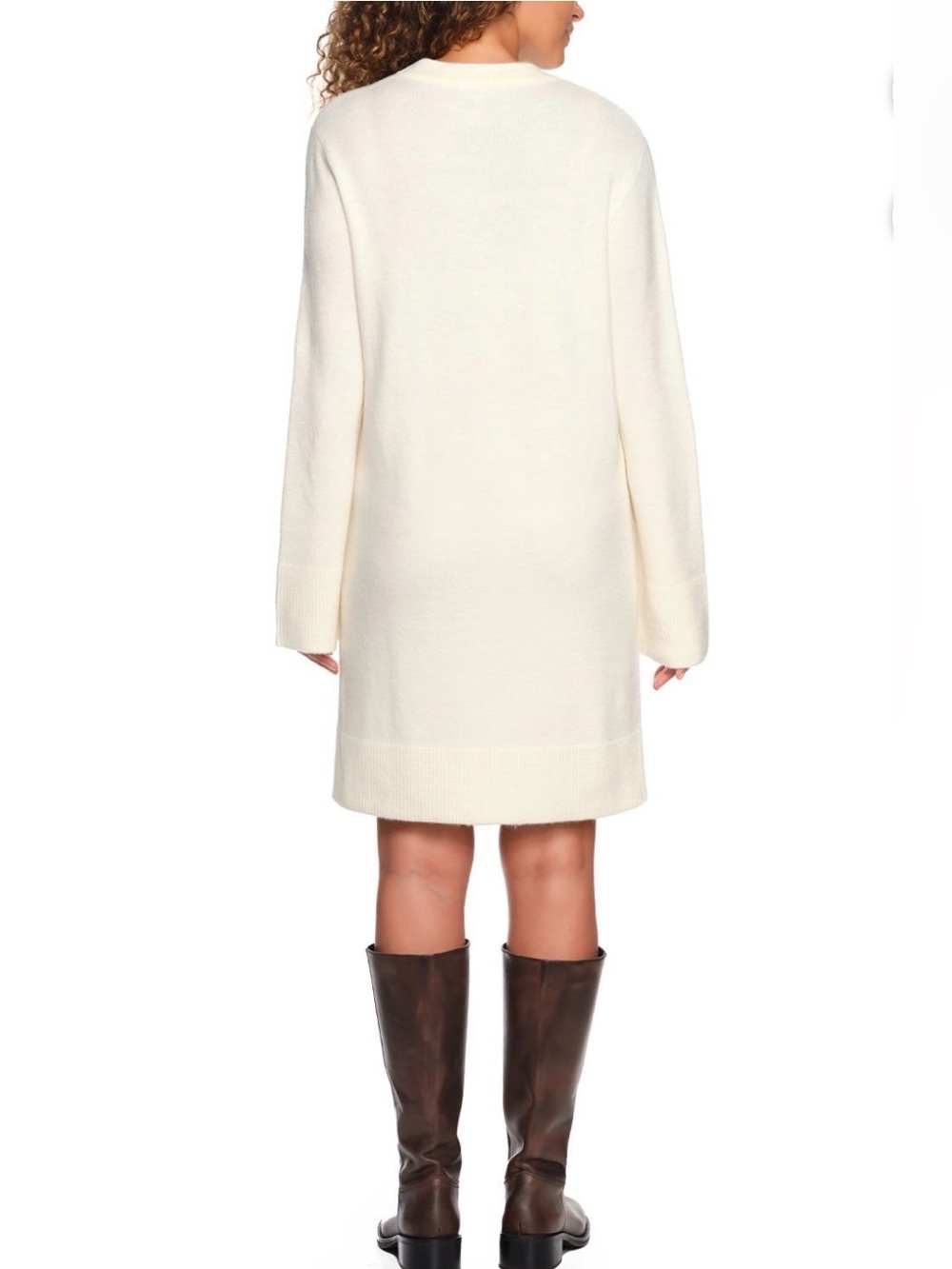 NWT Land’s End White Sweater Dress, Long Sleeve Crewneck, Size S - Picture 3 of 7